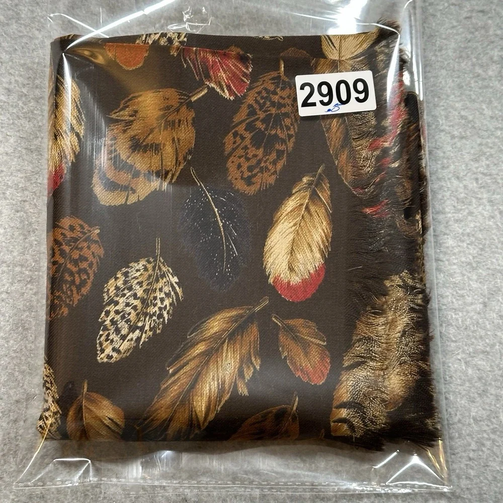 Paul Smith Wool Tube Scarf Brown Feather Print Made England Designer 14x52in
